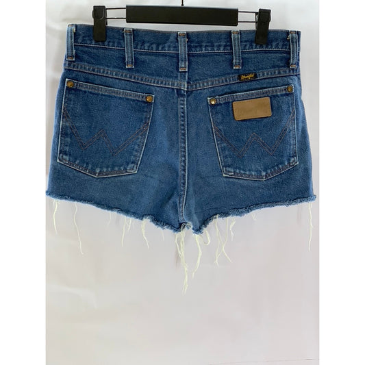 WRANGLER Women's Blue Regular-Fit Distressed Five-Pocket Denim Shorts SZ 31