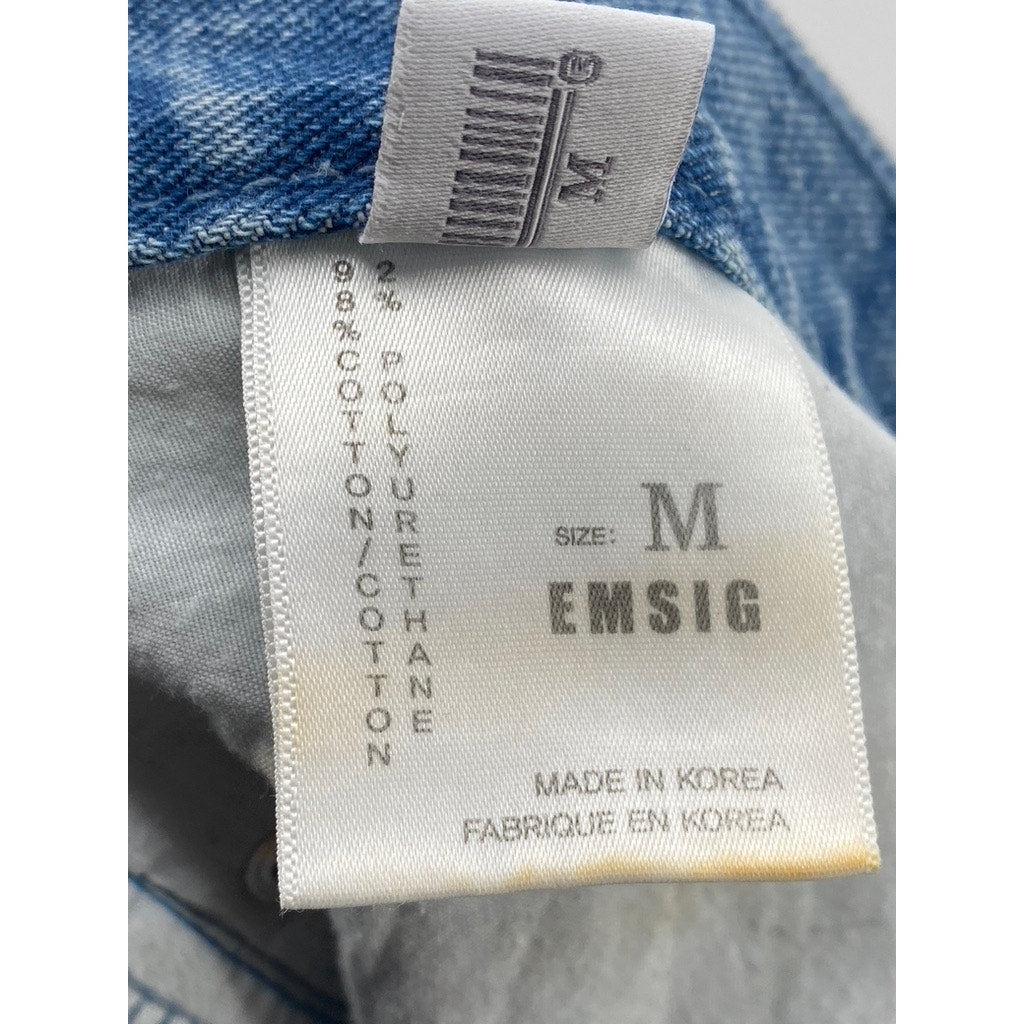 EMSIG Women's Medium Wash Blue Denim Straight-Leg Regular-Fit Jeans SZ M