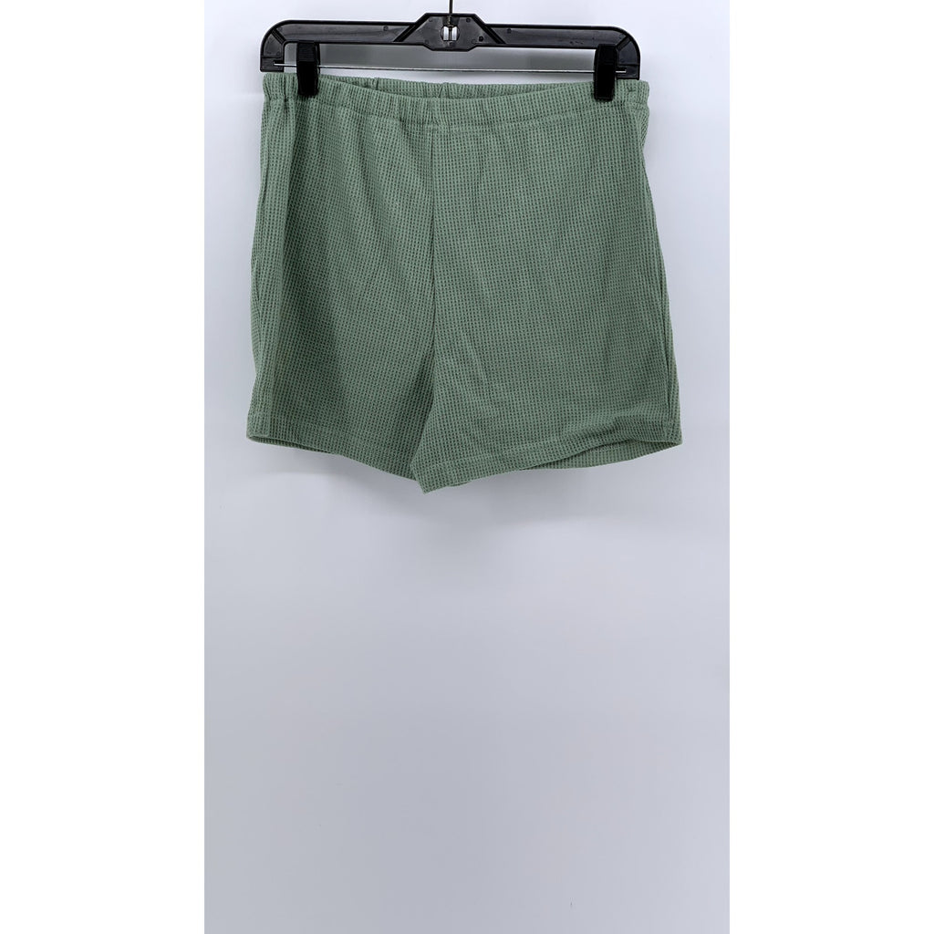 SHEIN Women's Green Waffle Knit Casual High-Rise Shorts SZ 4