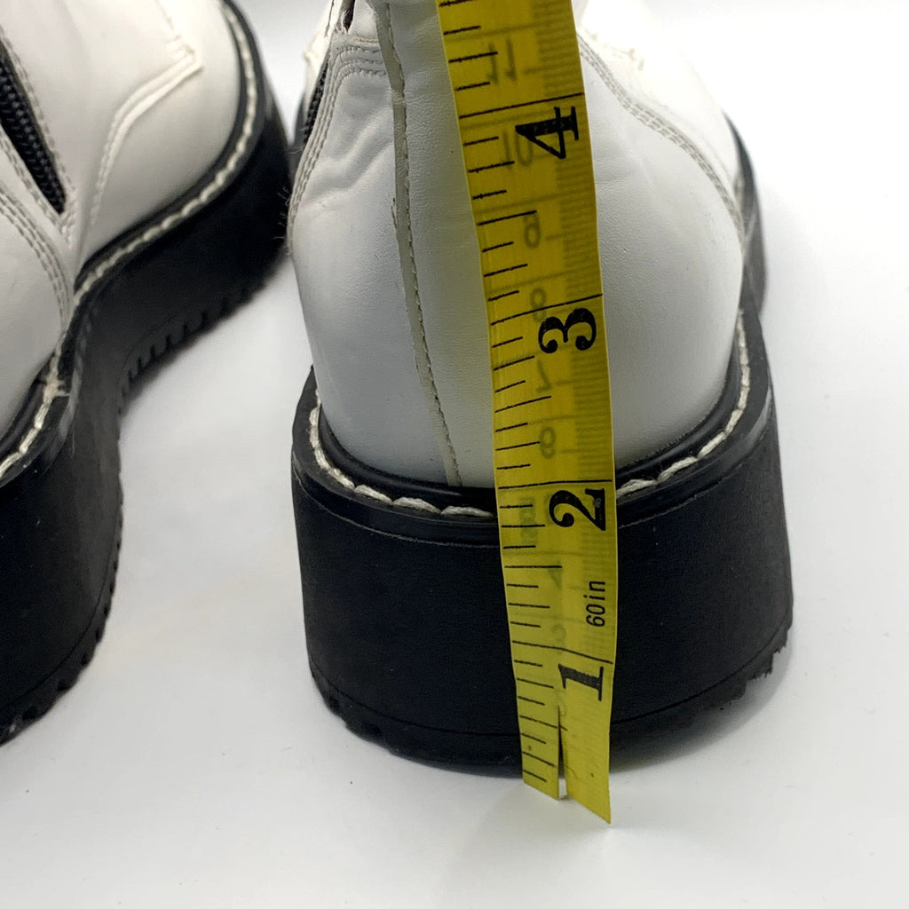 MADDEN GIRL Women's White Kurtt Faux-Leather Side-Zip Lace-Up Combat Boots SZ7.5