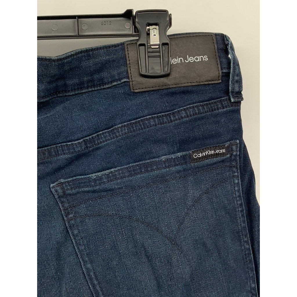 CALVIN KLEIN Men's Dark Indigo Denim Slim-Leg Five-Pocket jeans SZ 36X30