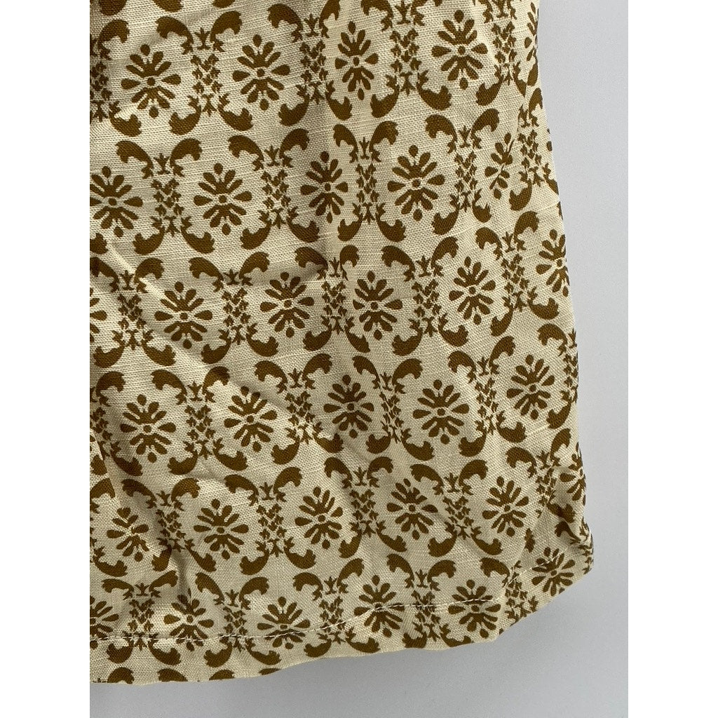 UNBRANDED Women's Tan Printed Tie-Front Sleeveless Top SZ M