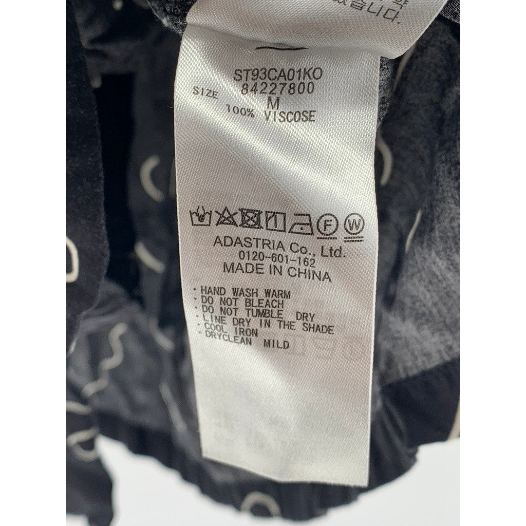 NIKO AND ... Men's Black Scribble Button-Up Short Sleeve Regular-Fit SZ 3(USM)