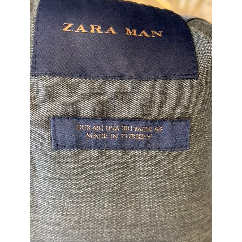 ZARA MAN Men's Navy Solid Two-Button Wool Blazer SZ 38