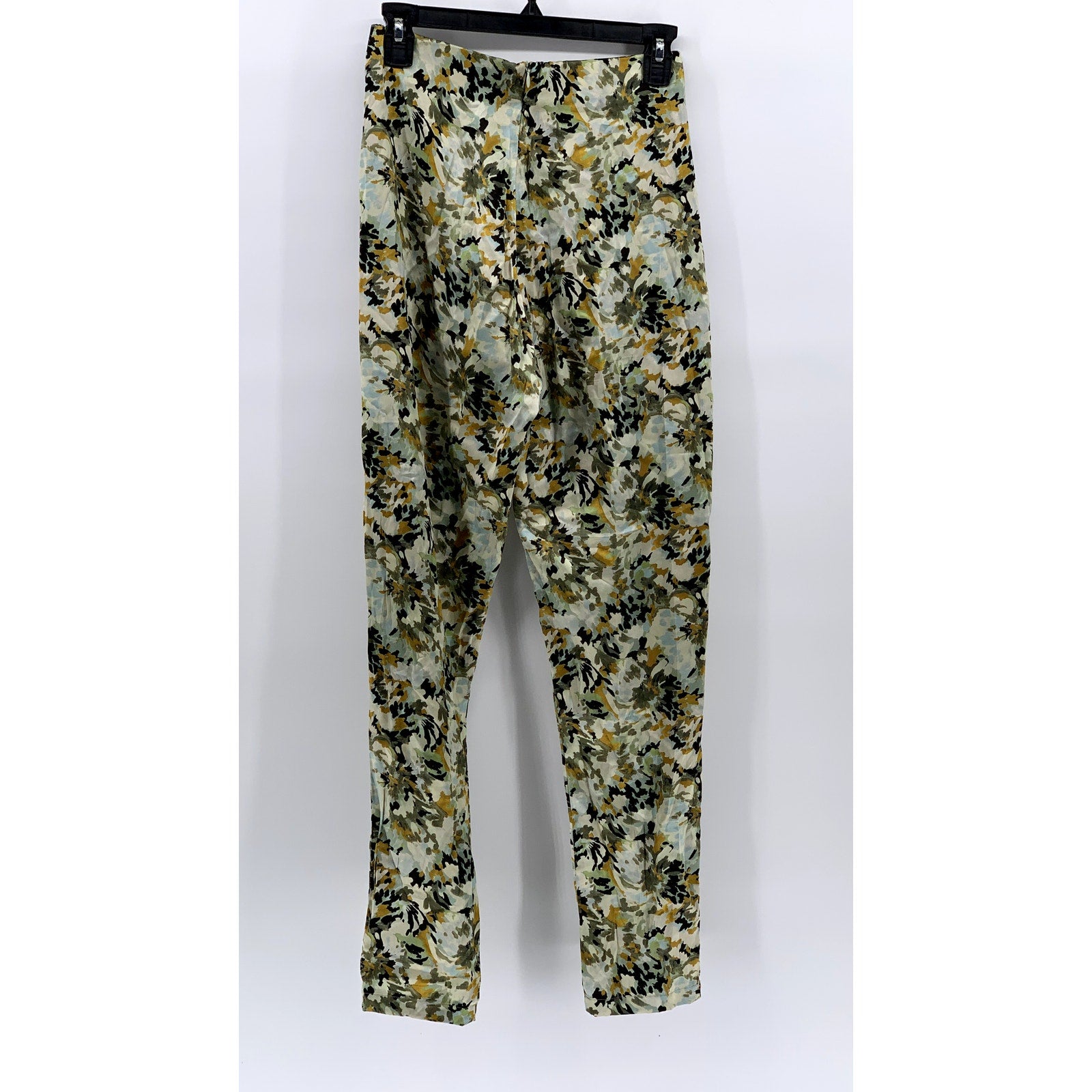 SILVIA TCHERASSI Women's Green Camo Print Silk-Blend Pants SZ S