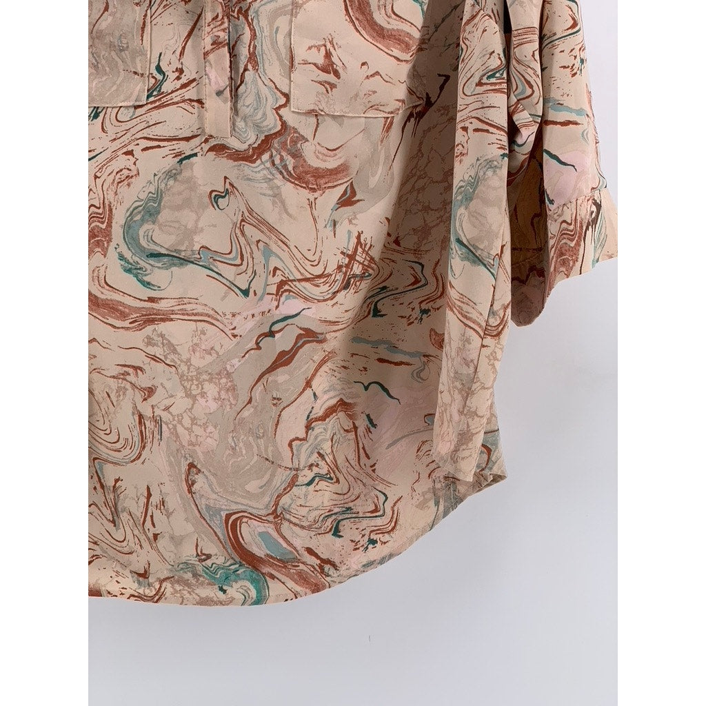 TORRID Women's Beige Printed Split Neck 3/4 Sleeve Top SZ 1(US1X)
