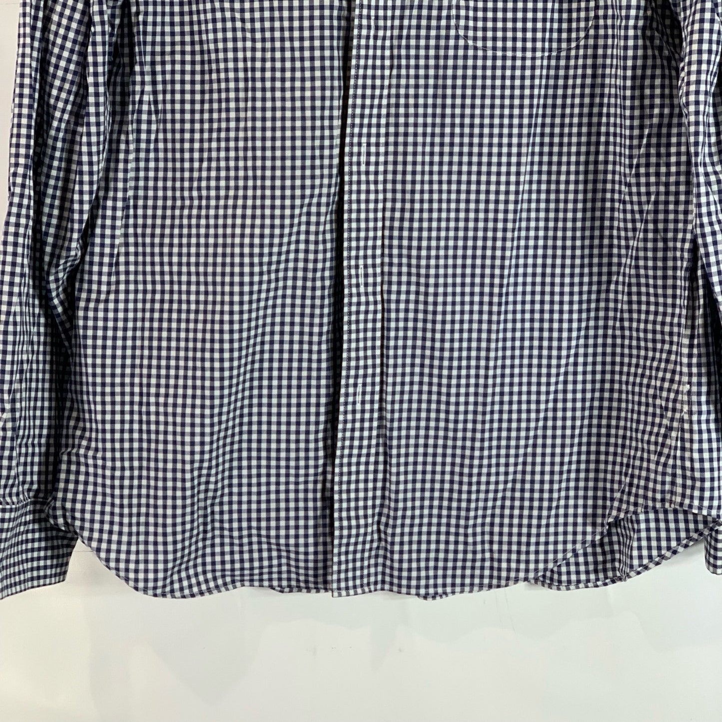 J. CREW Men's Oasis Authentic Navy/White Gingham Classic Bowery Dress Shirt SZ L