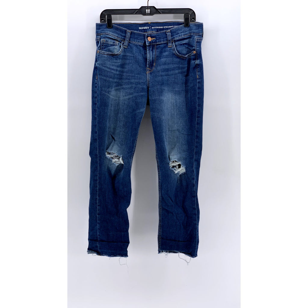OLD NAVY Women's Blue Distressed Boyfriend Straight Jeans SZ 6