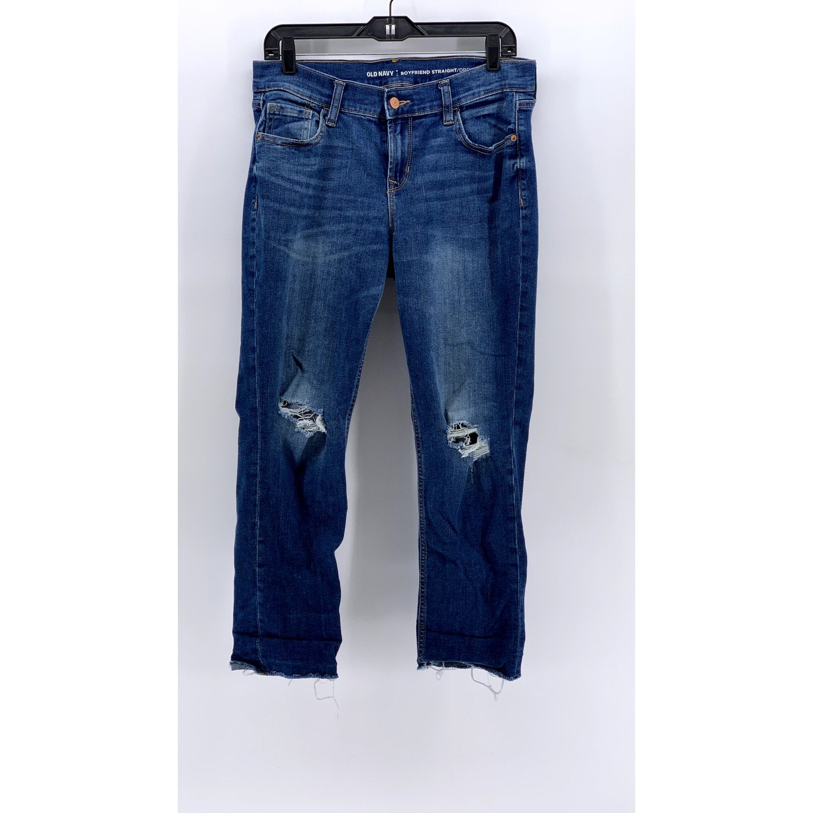 OLD NAVY Women's Blue Distressed Boyfriend Straight Jeans SZ 6