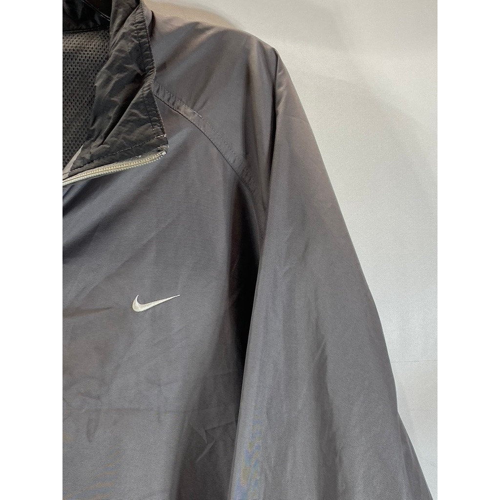 NIKE Men's Gray/Black Colorblock Single Swoosh Zip-Up Windbreaker Jacket SZ 2XL