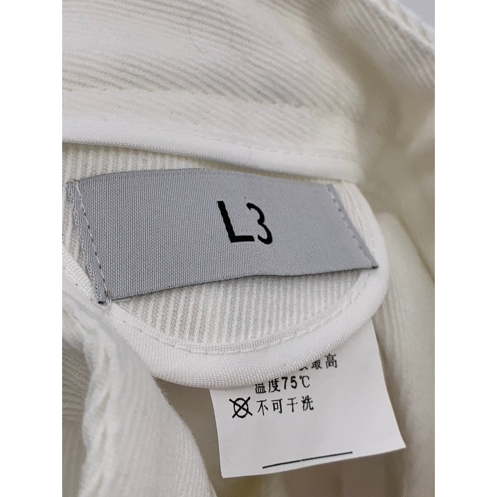 UNBRANDED Men's White Ribbed Lock Buckle Straight-Leg Pant SZ L