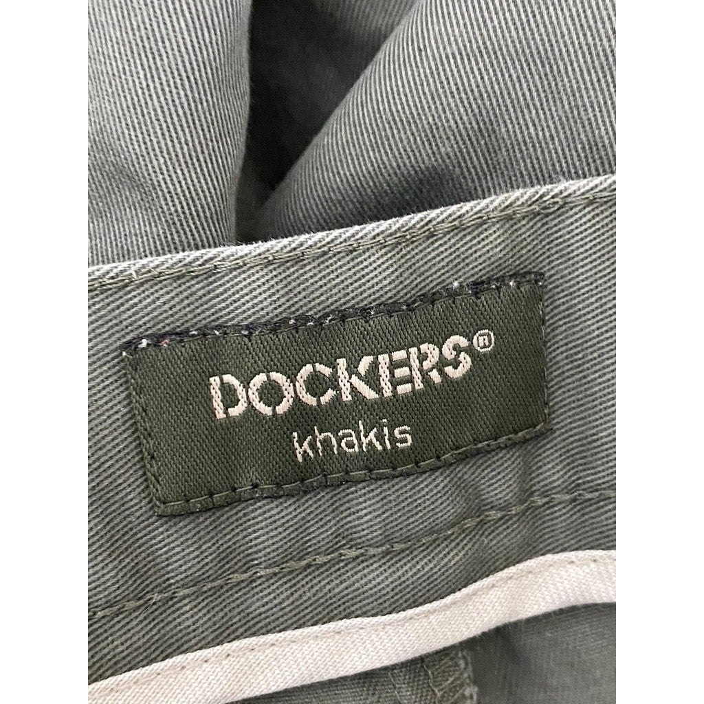 DOCKERS KHAKIS Women's Olive Green Pleated Regular-Fit Shorts SZ 34