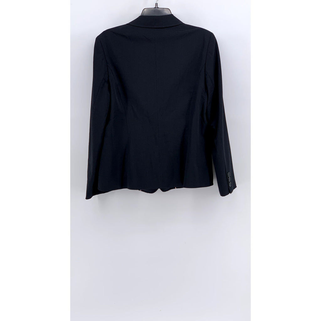 UNBRANDED Women's Navy Virgin Wool Three-Button Embroidered Blazer SZ 38