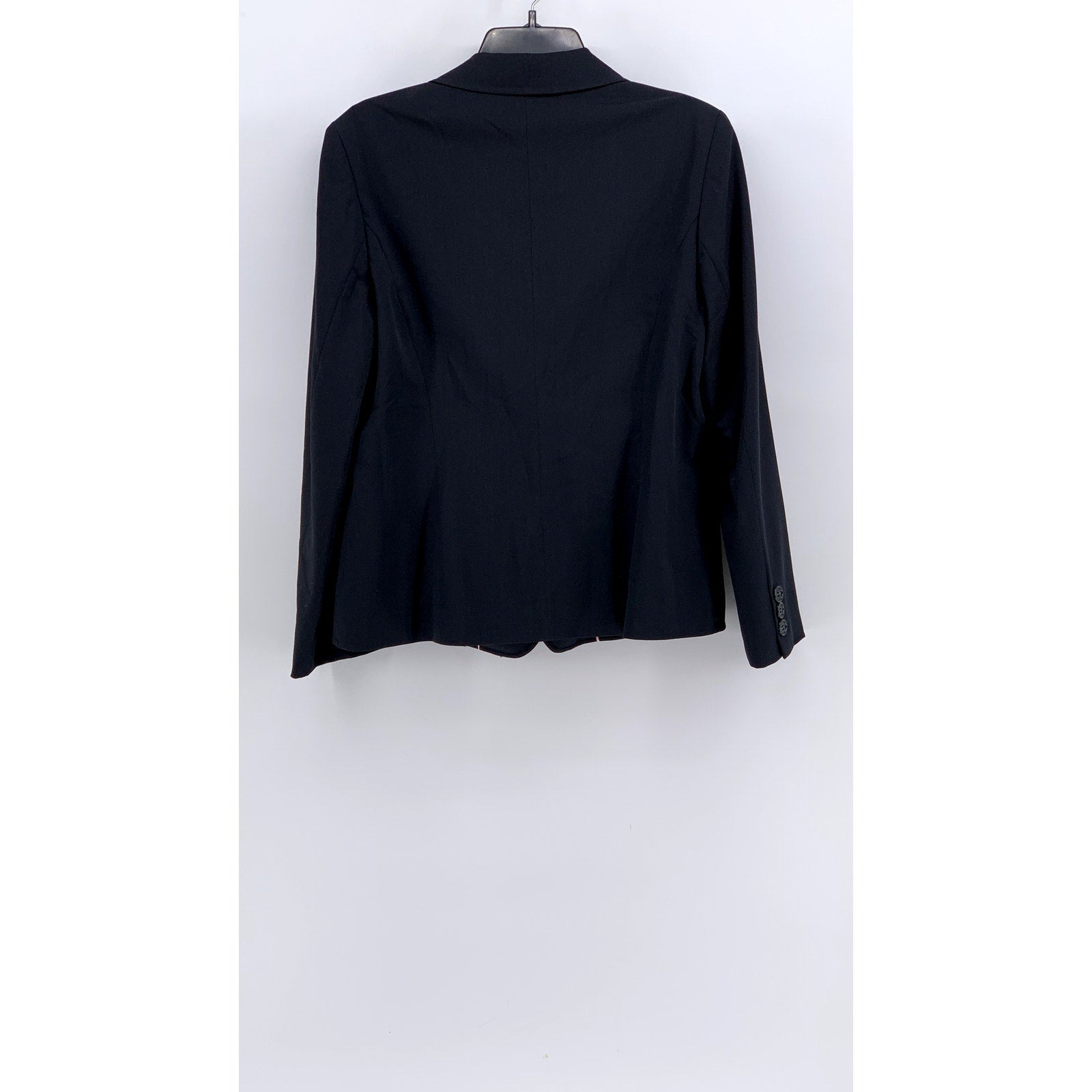 UNBRANDED Women's Navy Virgin Wool Three-Button Embroidered Blazer SZ 38