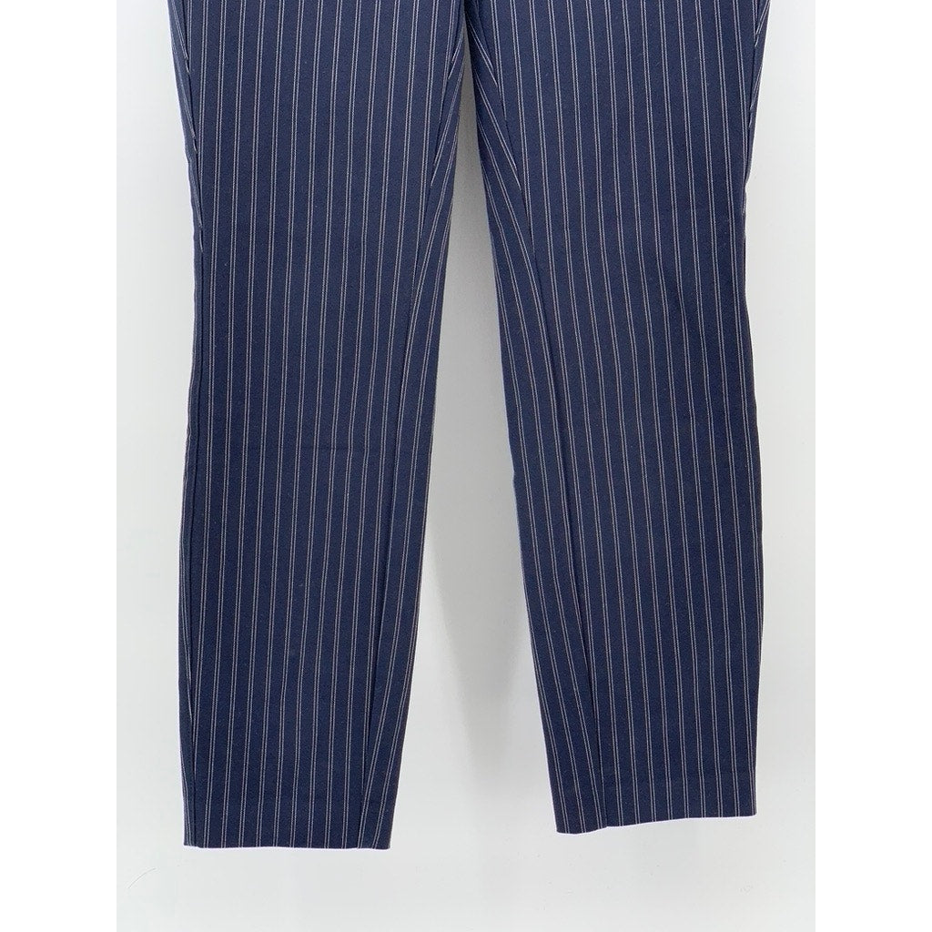 RAG & BONE Women's Navy Blue-White Simone Pin Stripe Back Yoke Cropped Pants 2