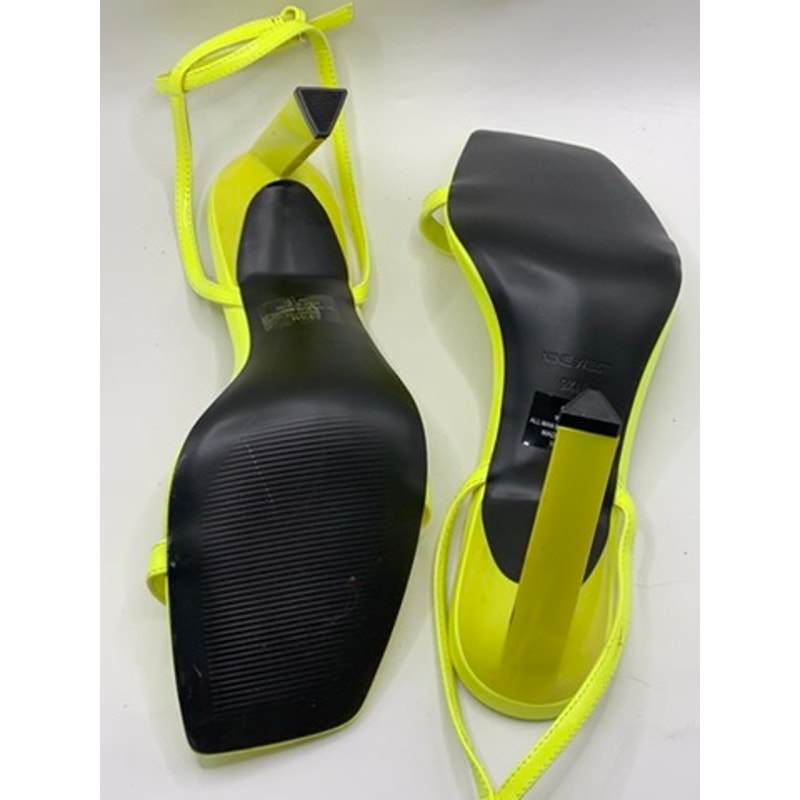 NINE WEST Women's Neon Yellow Hotz Ankle Strap Stiletto Heel Sandals SZ 9.5