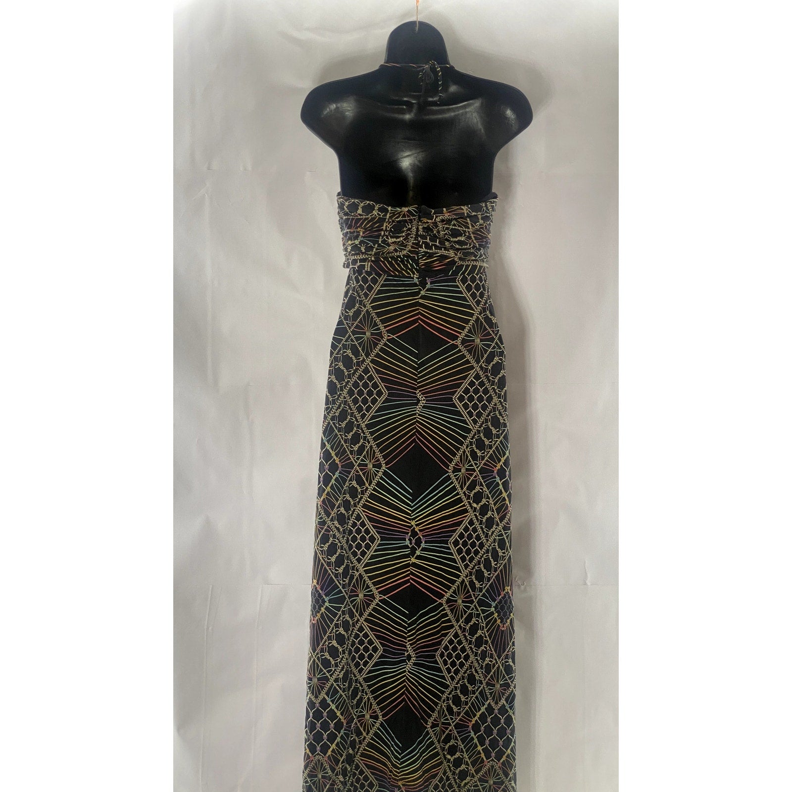 MARA HOFFMAN Women's Black/Multi Printed Halter Backless Maxi Dress SZ S