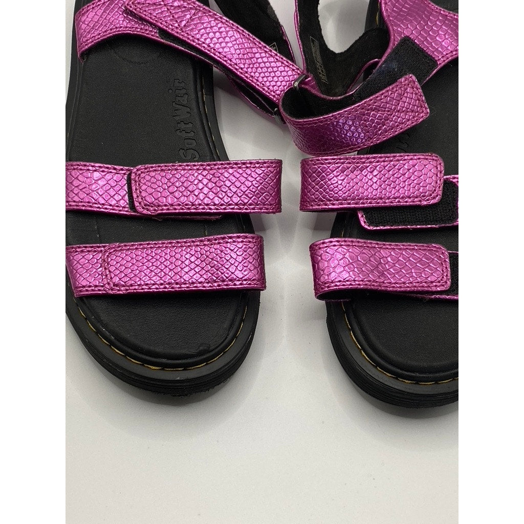 DR. MARTEN’S Women’s Pink Snake Embossed Klaire J Leather Sandals SZ 7
