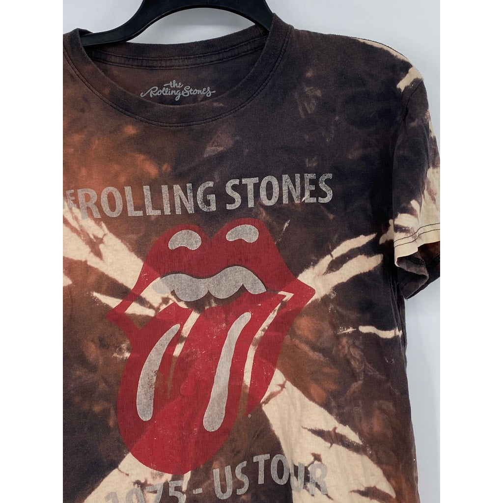 THE ROLLING STONES Unisex Adult Orange-Black Tie-Dye Band Graphic T-Shirt SZ L
