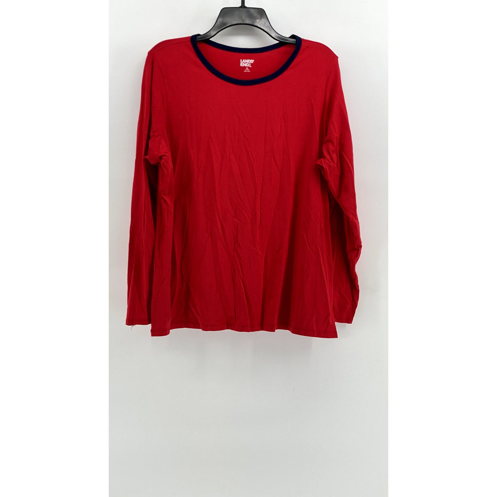 LANDS' END Women's Plus Red Crewneck Long Sleeve Top SZ 1X
