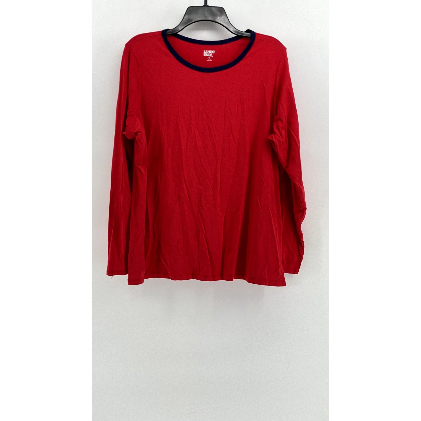 LANDS' END Women's Plus Red Crewneck Long Sleeve Top SZ 1X