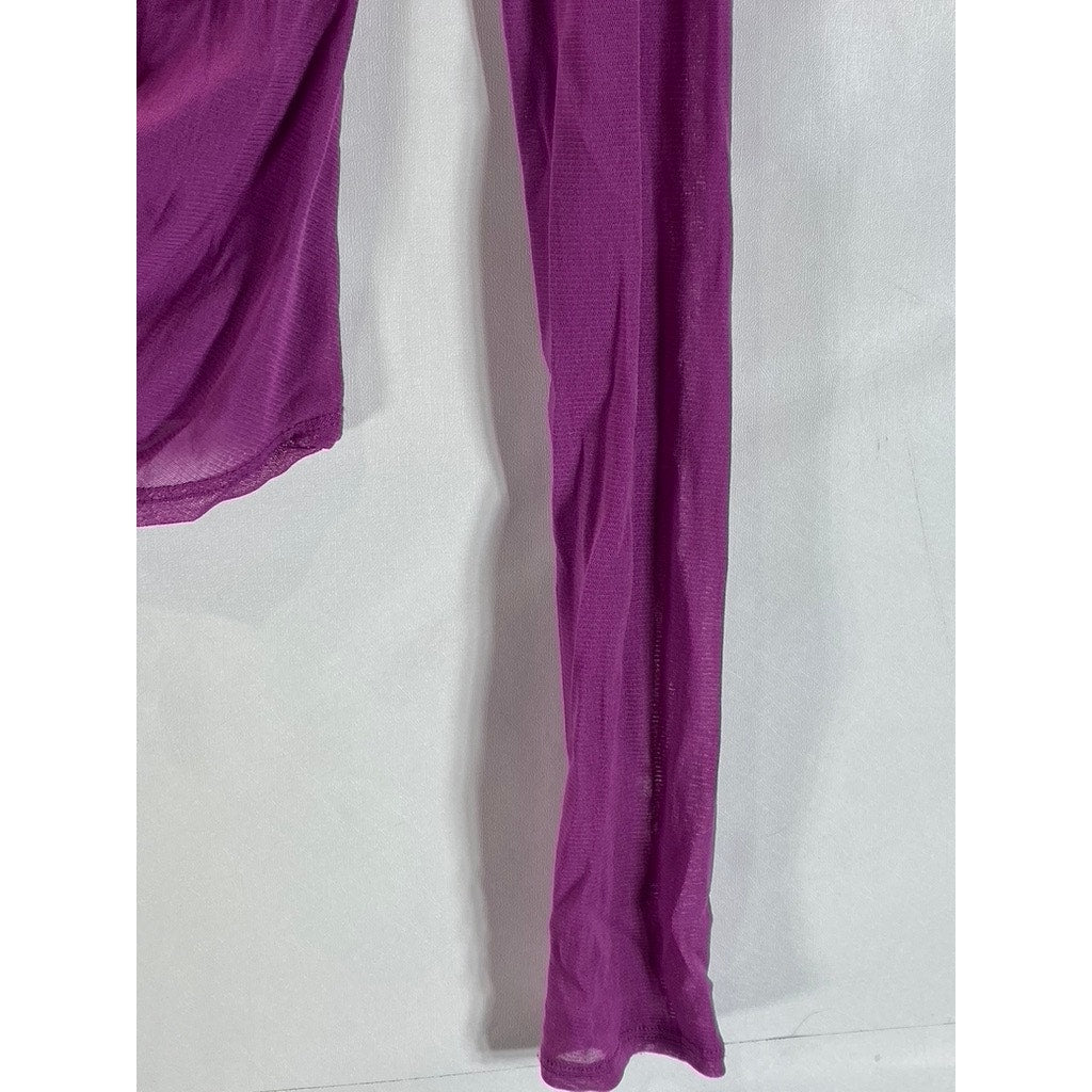 URBAN OUTFITTERS Women's Purple Shona Asymmetrical Cinched Cropped Mesh Top SZ M