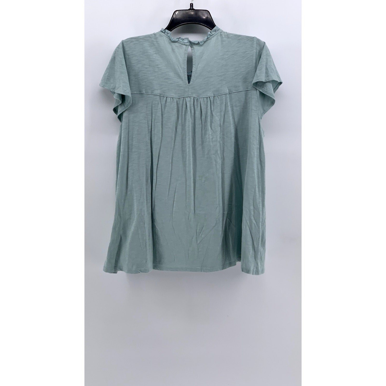 ELLA MOSS Women's Pale Green Ruffle Eyelet Short Sleeve Top SZ XL
