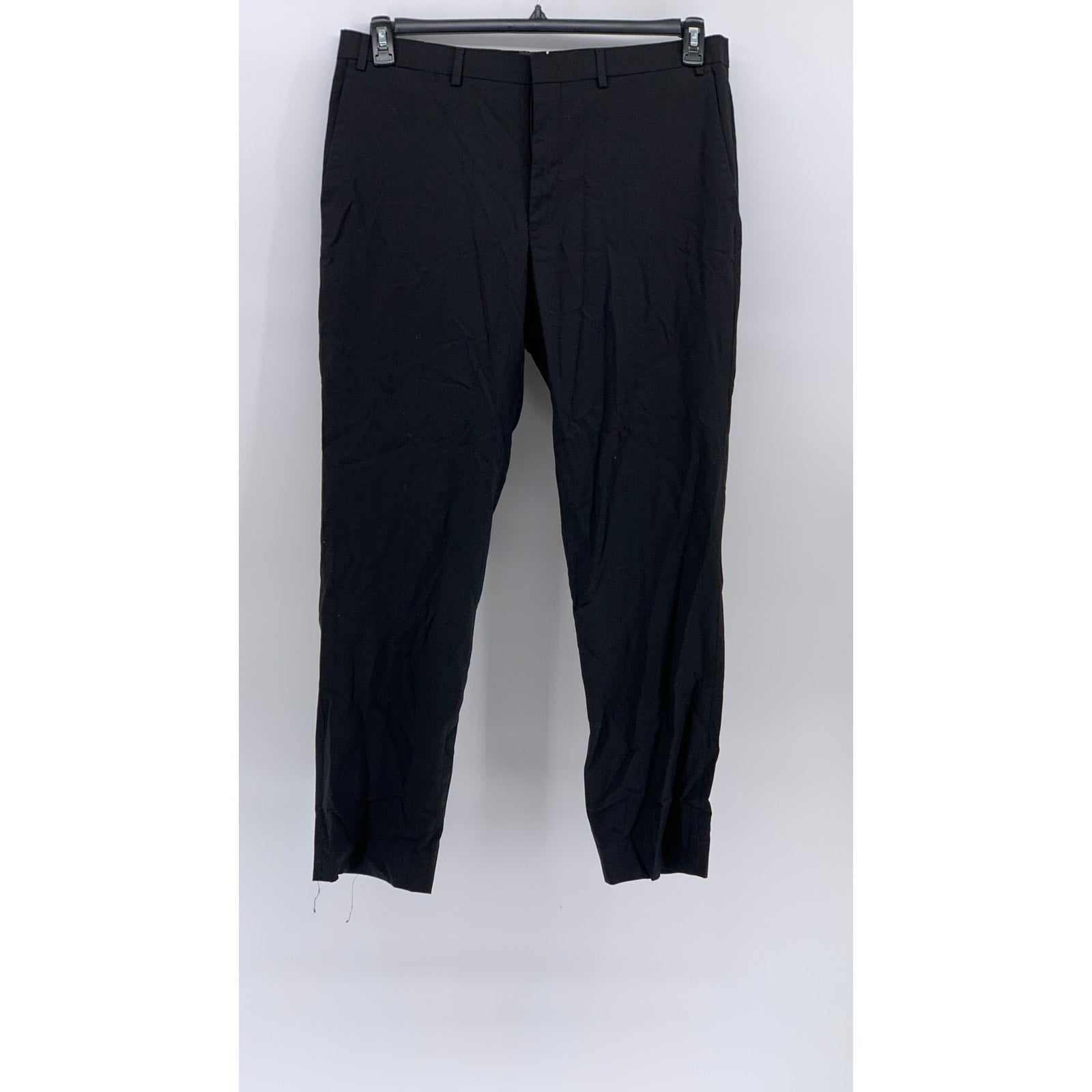 UNBRANDED Men's Black Solid Slim-Leg Regular-Fit Flat Front Pants SZ 38