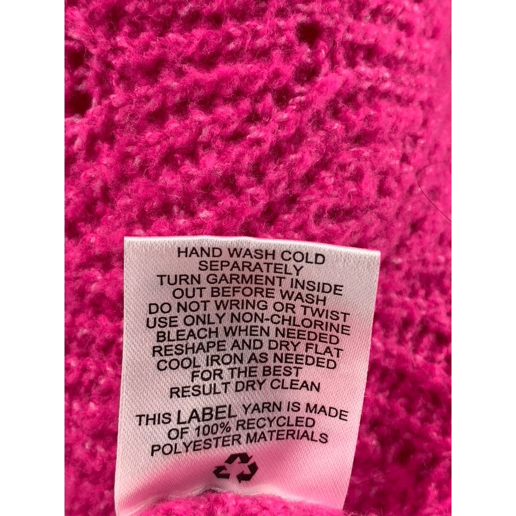 PINK ROSE Women's Pink Double V-Neck Knit Sweater SZ L