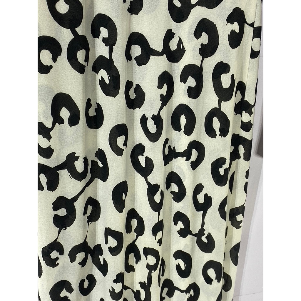 LILY Women's Black-White Striped-Printed Tie-Front Long Sleeve Maxi Dress SZ S