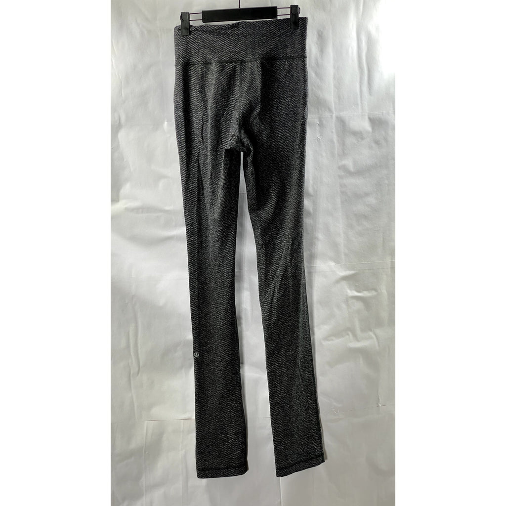 LULULEMON Women's Black-Gray High-Rise Straight-Leg Stretch Leggings SZ 6