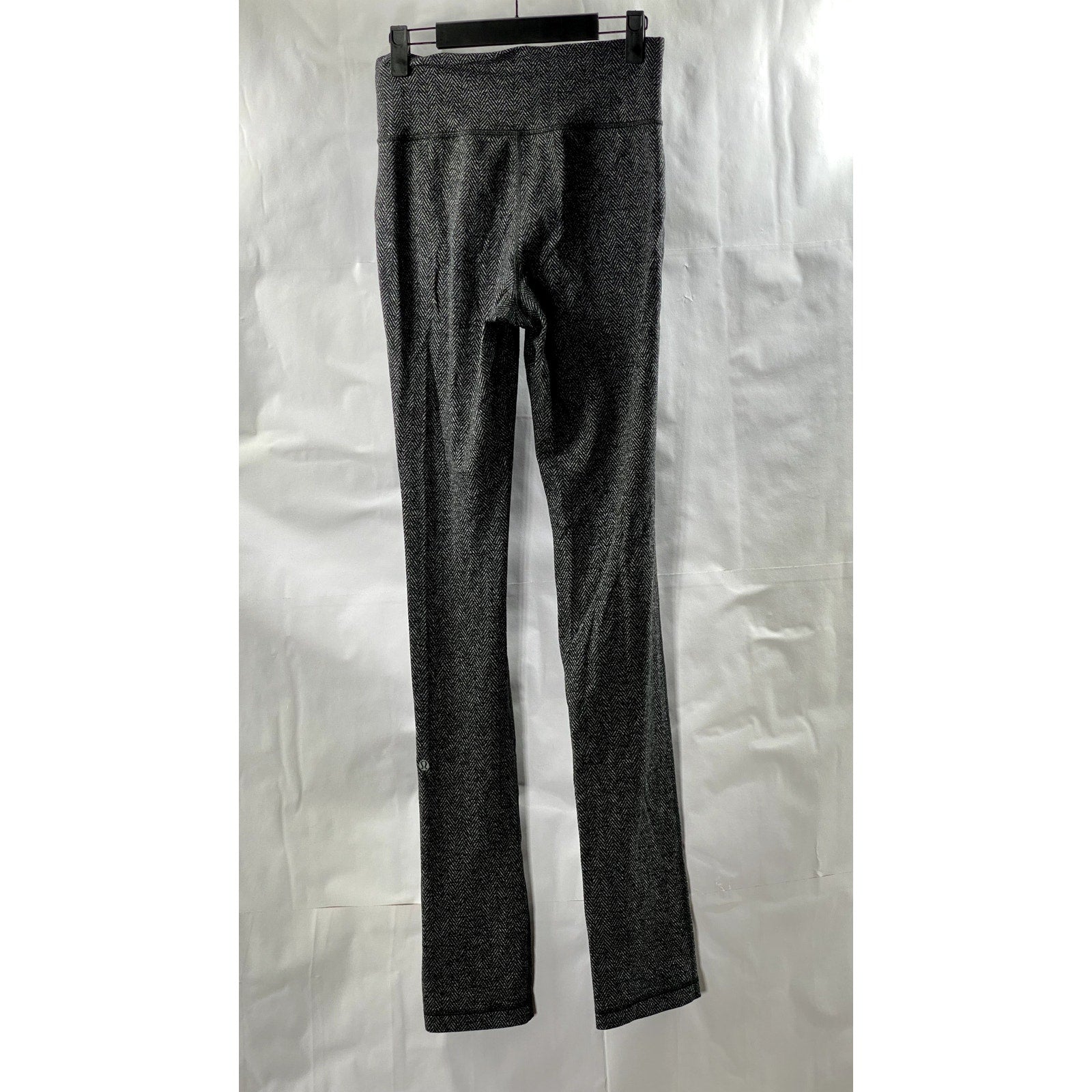 LULULEMON Women's Black-Gray High-Rise Straight-Leg Stretch Leggings SZ 6