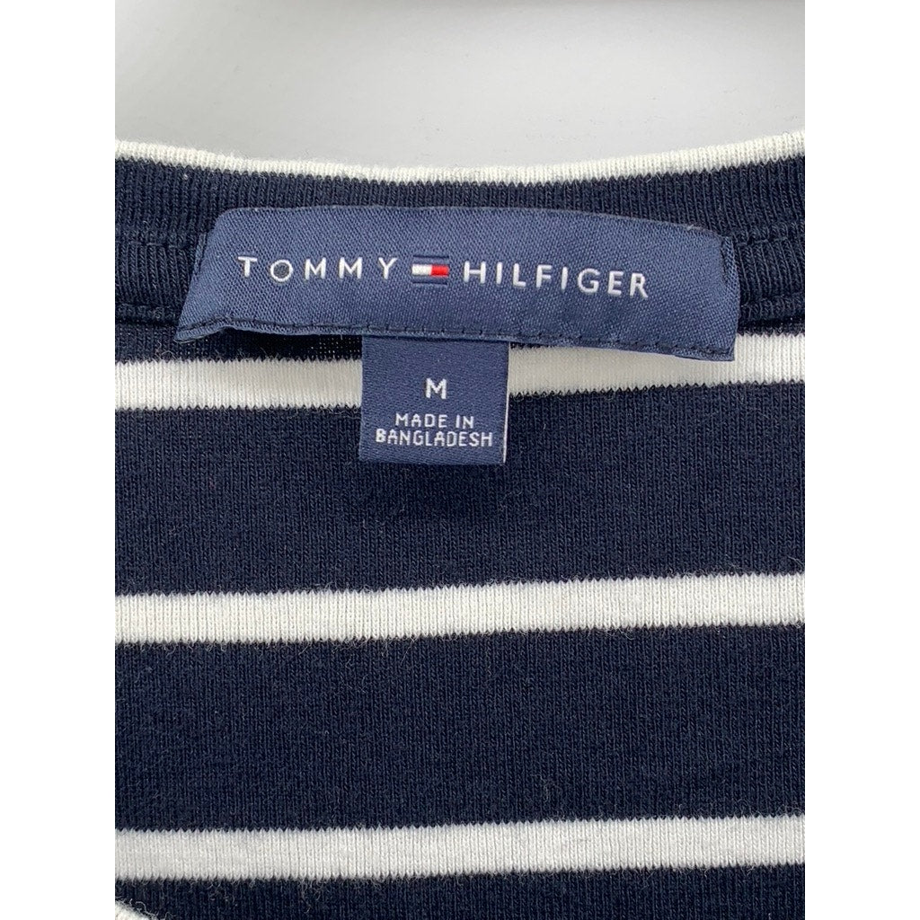TOMMY HILFIGER Women's Navy-White Striped Long Sleeve Top SZ M