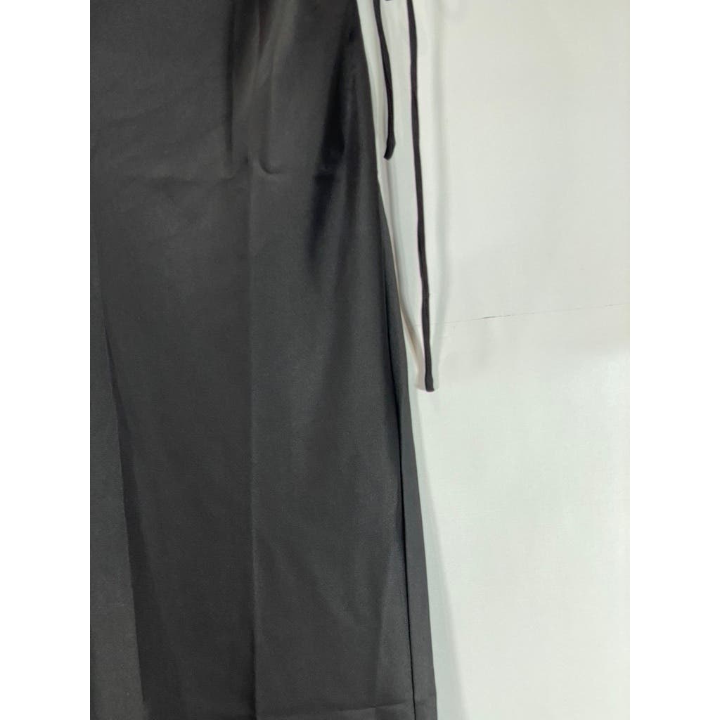 MOTF Women's Black Solid Adjustable Side Ruched Straight Maxi Skirt SZ L