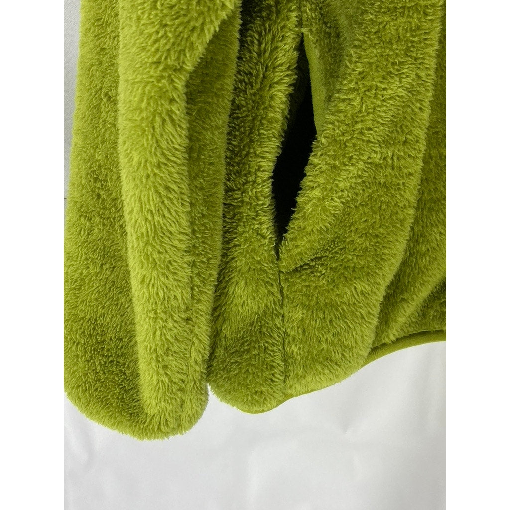 UNIQLO Women's Dark Green Fluffy Yarn Fleece Zip-Up Mock-Neck Jacket SZ XL