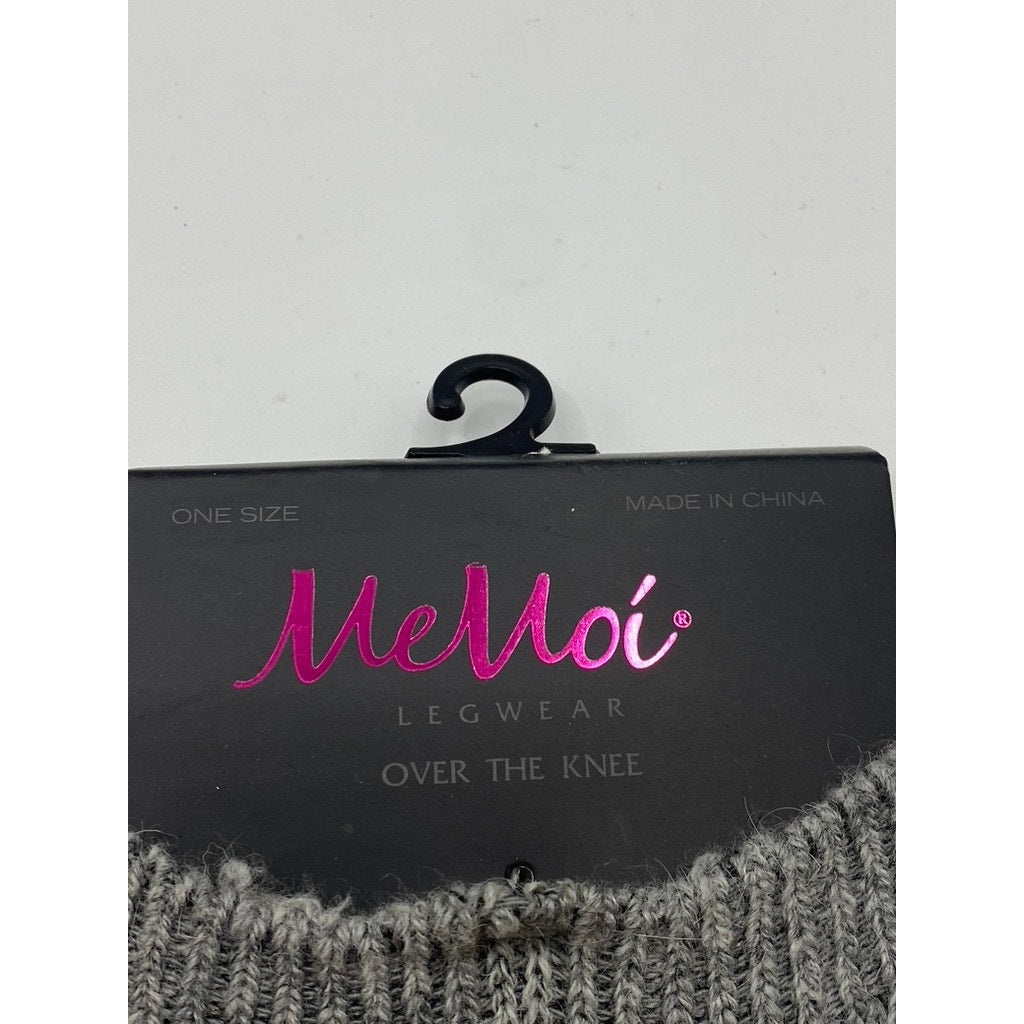 MEMOI Women's Black-Gray Colorblock Knit Scrunch Over The Knee Socks SZ OS