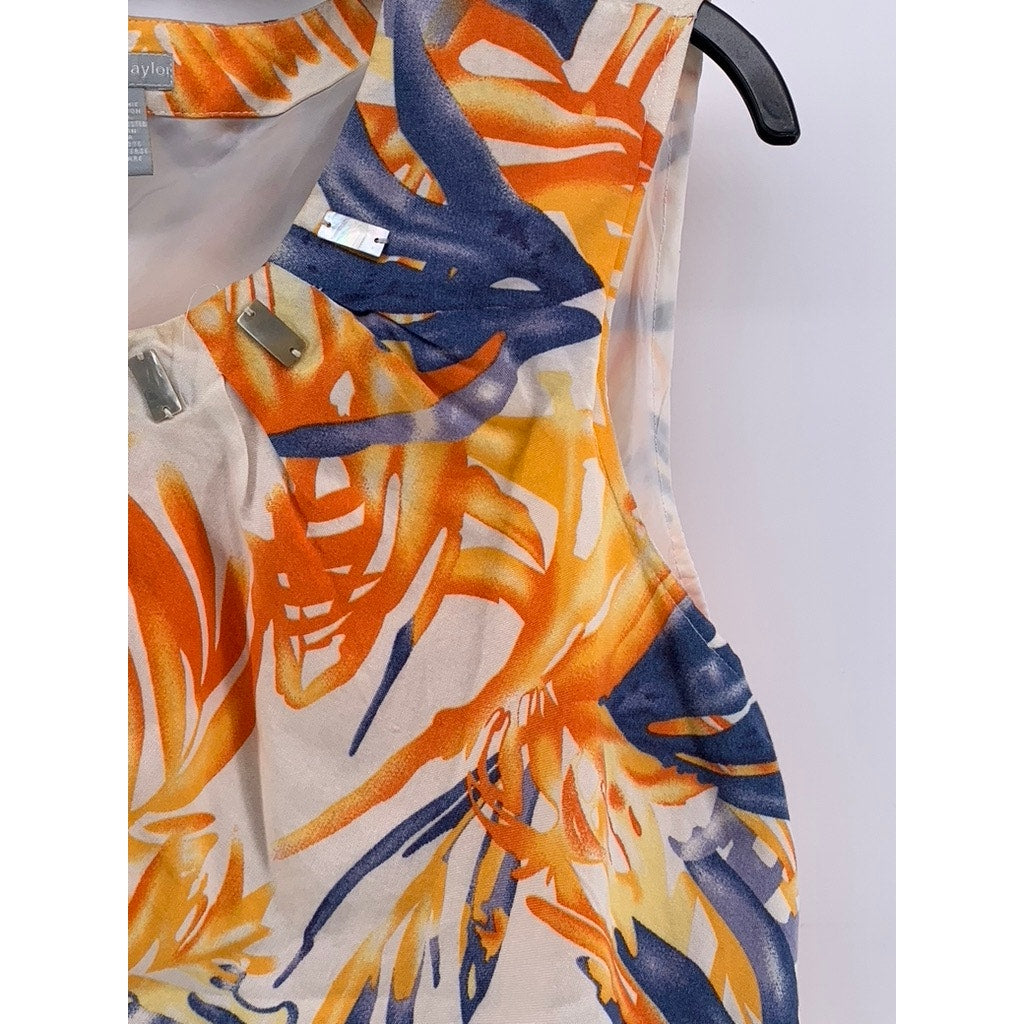 SHERRY TAYLOR Women's White Floral Embellished Tank Top SZ XL