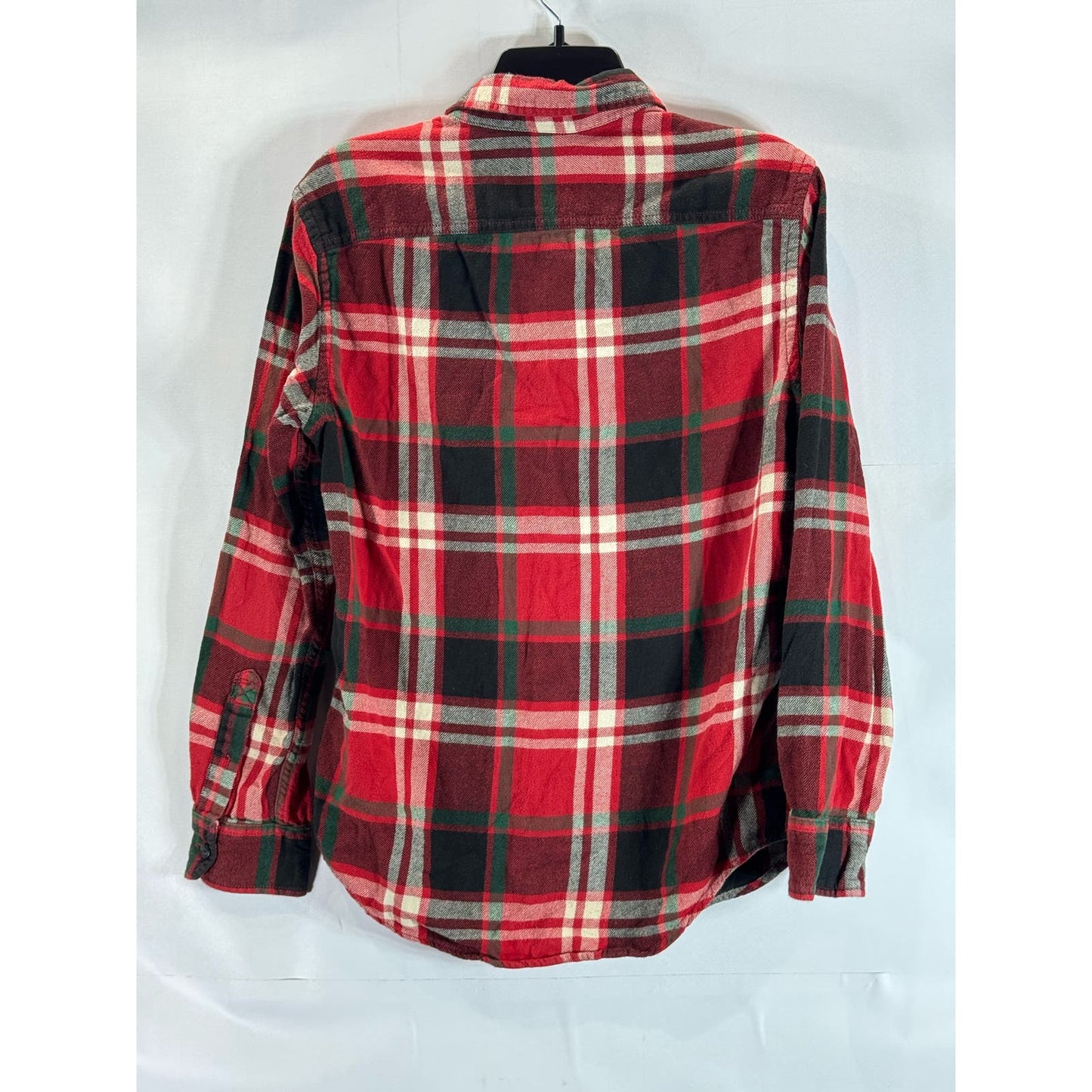 AMERICAN EAGLE OUTFITTERS Men's Red Plaid Athletic-Fit Button-Up Shirt SZ S