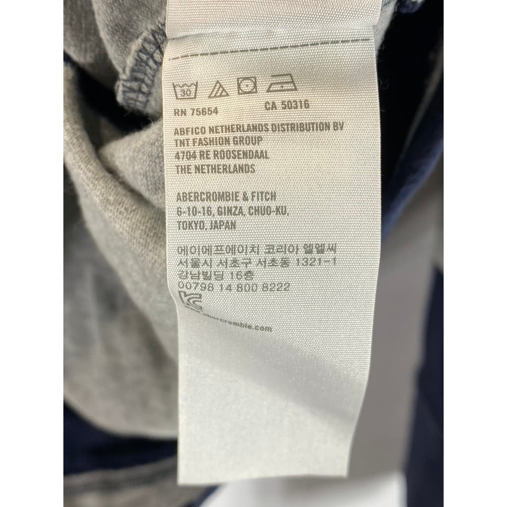 ABERCROMBIE & FITCH Men's Navy/Grey Crewneck Pullover Muscle Sweater SZ L