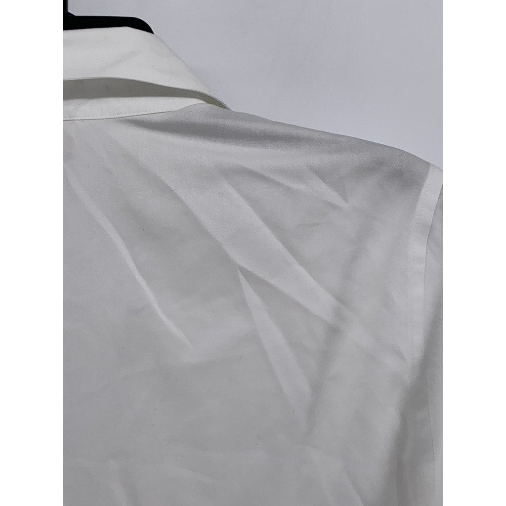 CHICO'S Women's Plus White Solid Stain-Shield Button-Up Top SZ 1