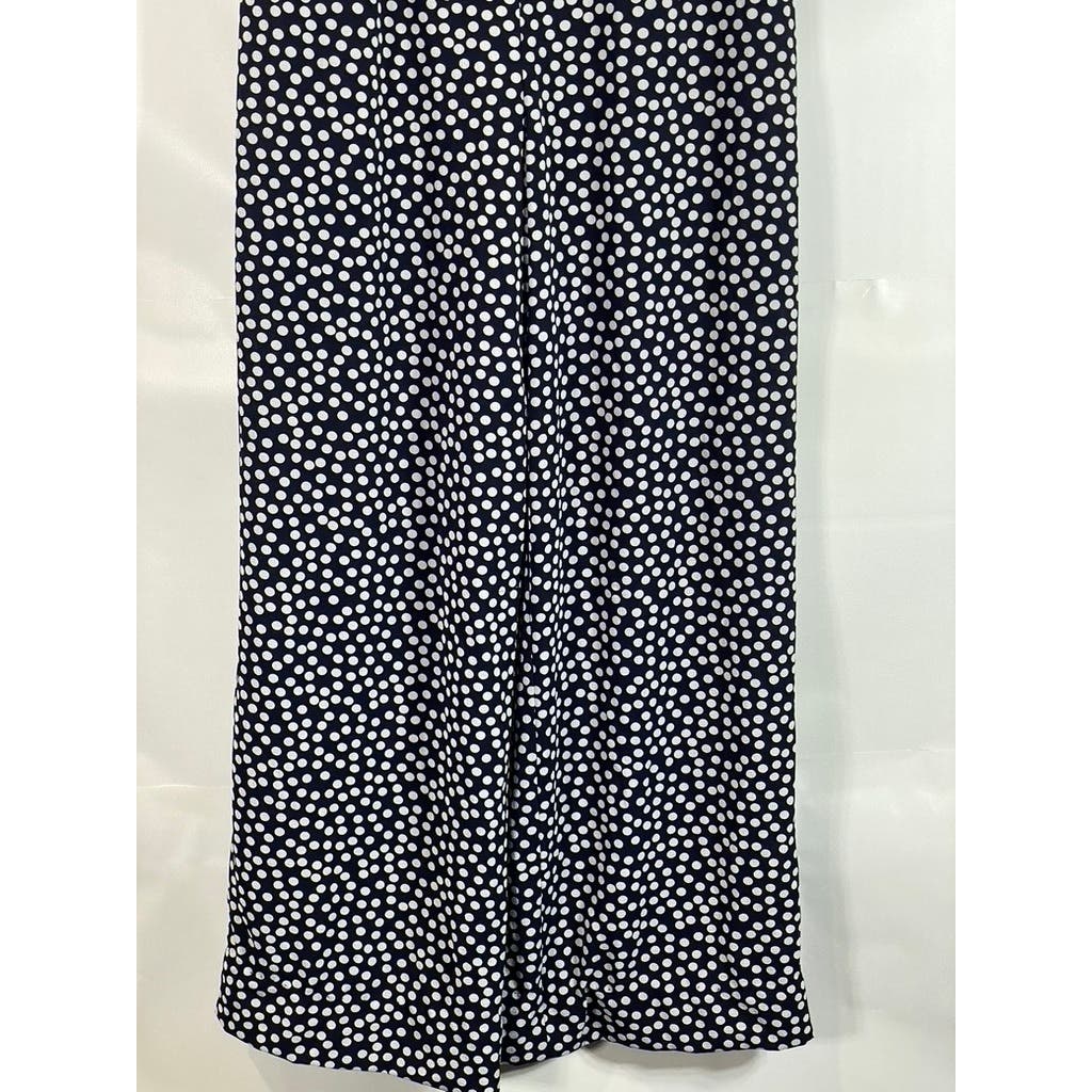 BETSEY JOHNSON Women's Navy Polka Dot Off-The-Shoulder Ruffle Pant Jumpsuit SZ 2