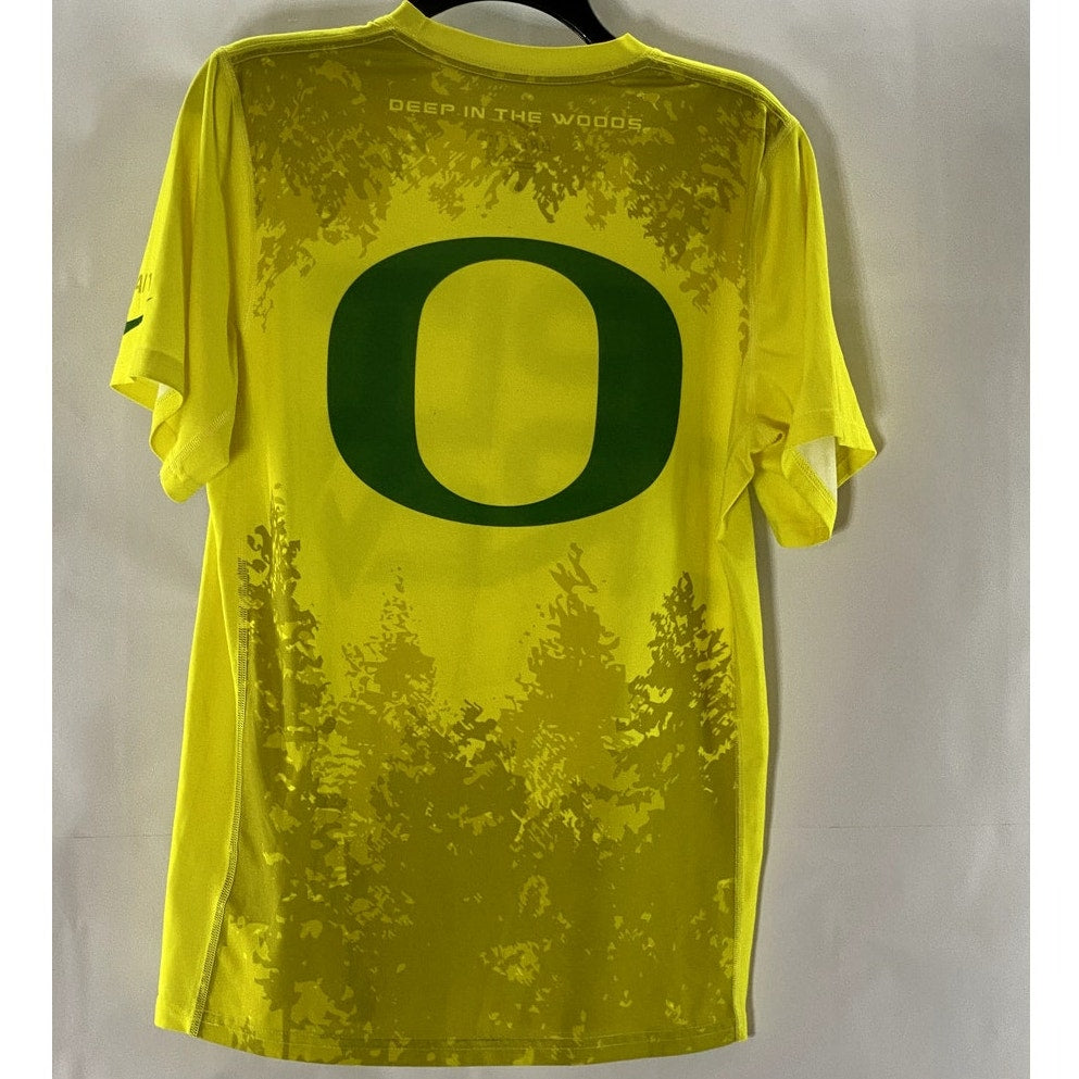 NIKE Men's Yellow/Green Dri-Fit  Pit Crew Logo Crewneck Short Sleeve T-Shirt SZS