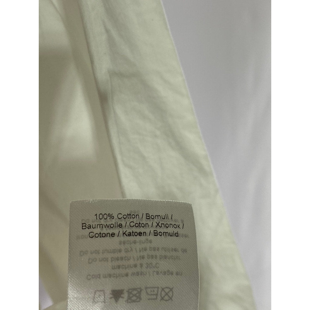 GANNI Women's White V-Neck Long Sleeve Wrap Poplin Top SZ 36(S)