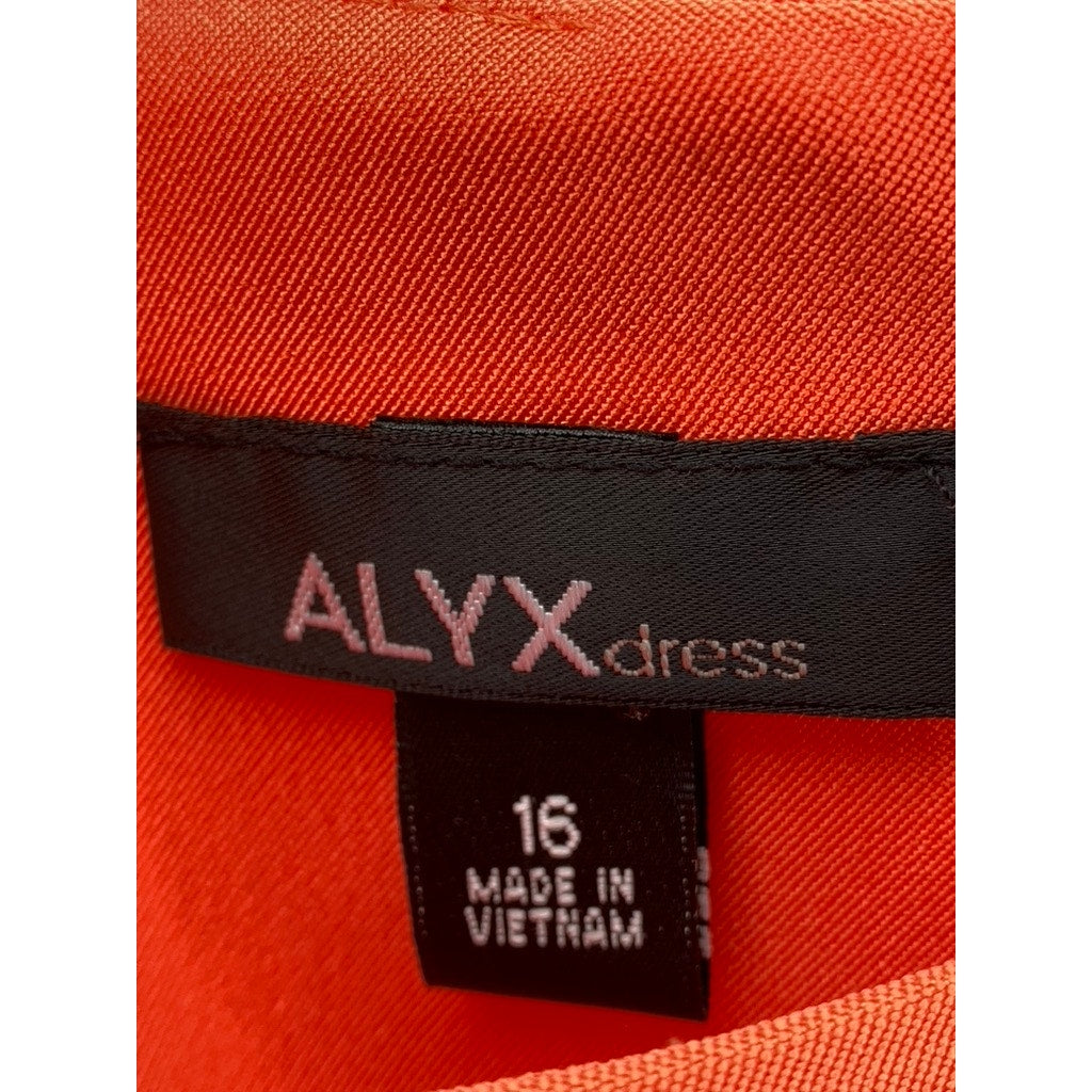 ALYX Women's Orange Solid Crewneck Sleeveless Mini Sheath Dress SZ 16