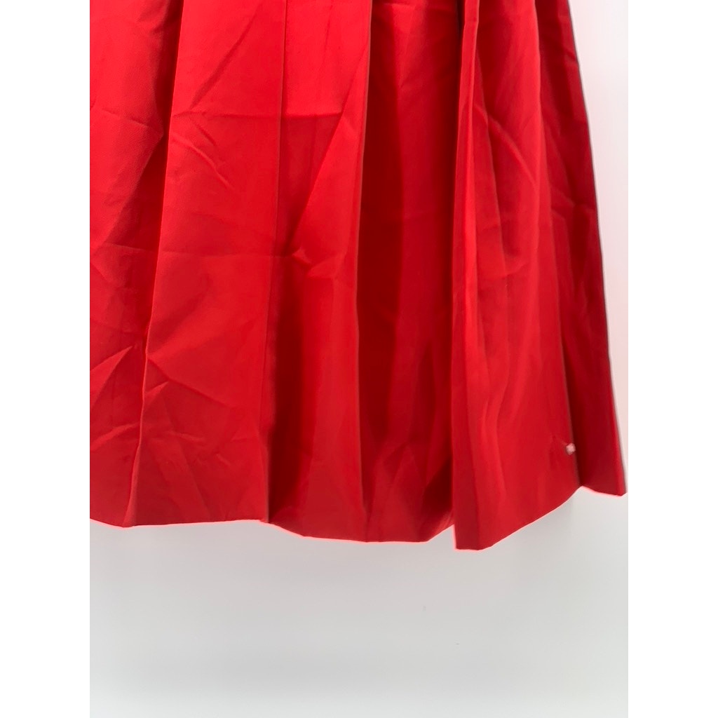 JAMES WOO Women's Red Pleated A-Line Side Midi Skirt SZ S