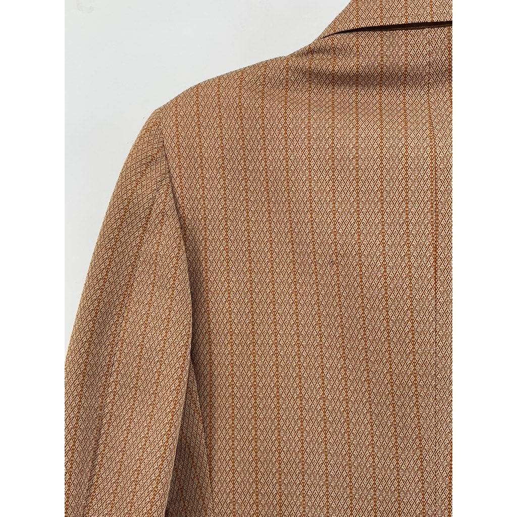 UNBRANDED Men's Brown Striped Two-Button Blazer SZ L