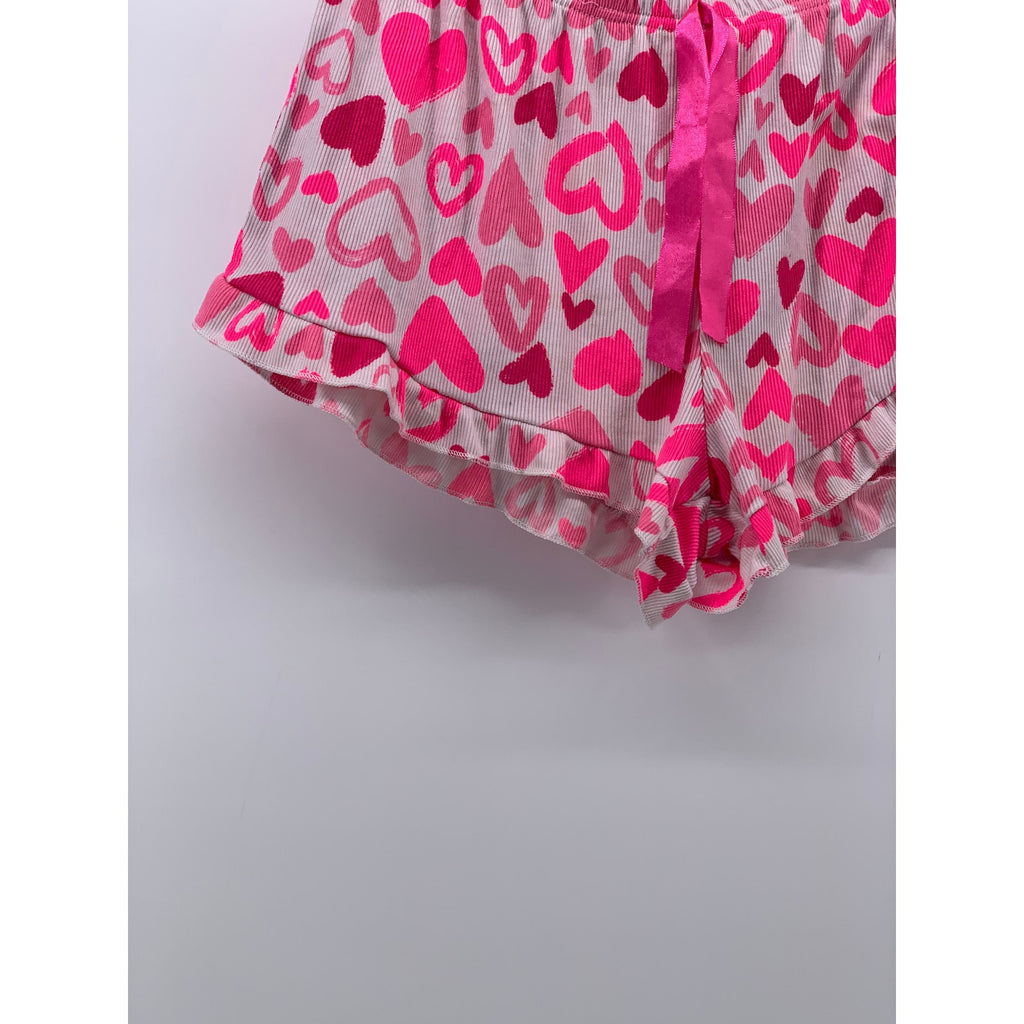 FASHION NOVA Women's Pink-White Heart Print Elastic-Waist Pajama Shorts SZ L