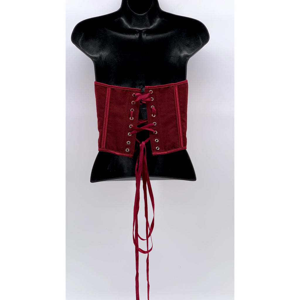 UNBRANDED Women's Red Lace-Back Strapless Corset Top SZ XS