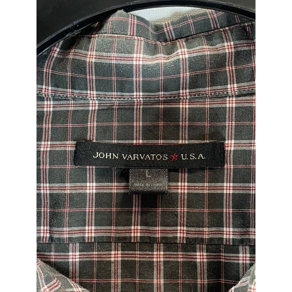 JOHN VARVATOS STAR U.S.A. Men's Black/Red Plaid Button-Up Long Sleeve Shirt SZ L