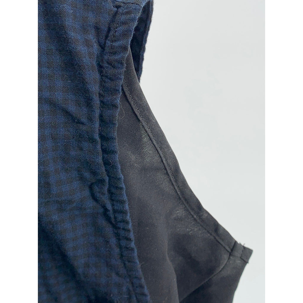 UNIQLO Women's Navy-Black Gingham Split Tie-Neck Sleeveless Belted Dress SZ XS